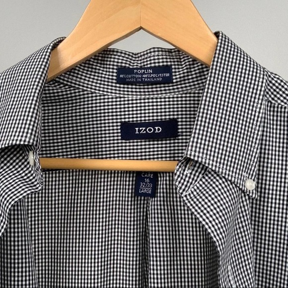 Izod Black/White Gingham Button Down Shirt - Picture 3 of 4